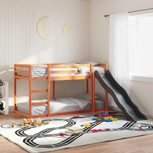 vidaXL Bunk Bed with Slide & Ladder Wax Brown 90x200cm Solid Pine Wood