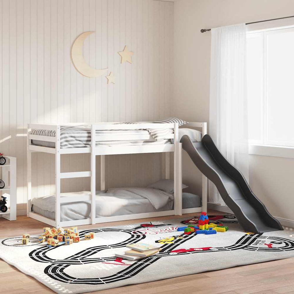 vidaXL Bunk Bed with Slide & Ladder White 90x190cm Solid Pine Wood