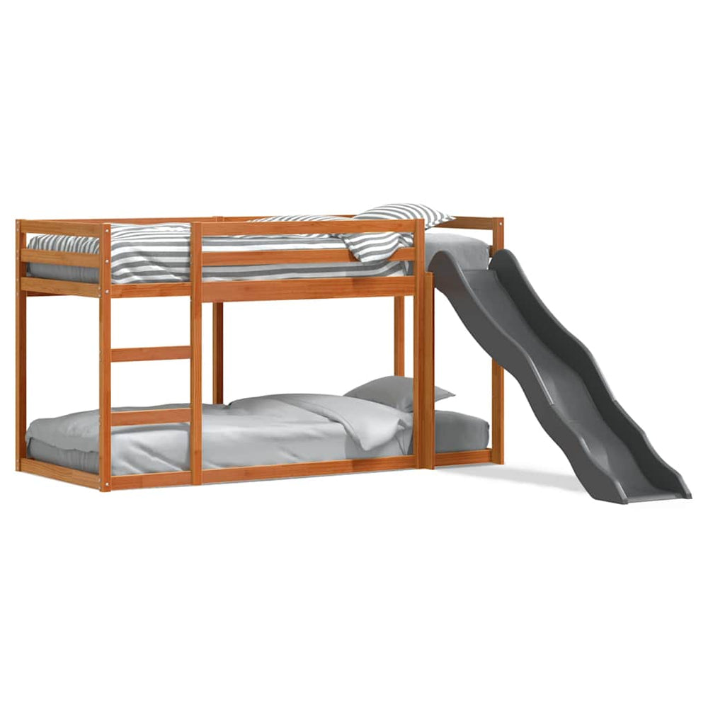 vidaXL Bunk Bed with Slide & Ladder Waxed Brown 75x190cm Pine Wood