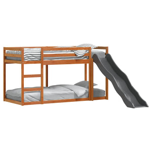 vidaXL Bunk Bed with Slide & Ladder Waxed Brown 75x190cm Pine Wood