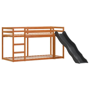 vidaXL Bunk Bed with Slide & Ladder Waxed Brown 75x190cm Pine Wood