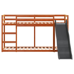 vidaXL Bunk Bed with Slide & Ladder Waxed Brown 75x190cm Pine Wood