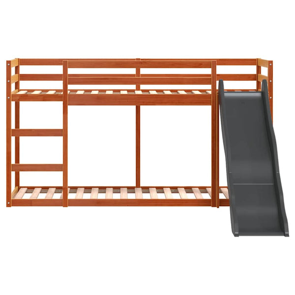 vidaXL Bunk Bed with Slide & Ladder Waxed Brown 75x190cm Pine Wood