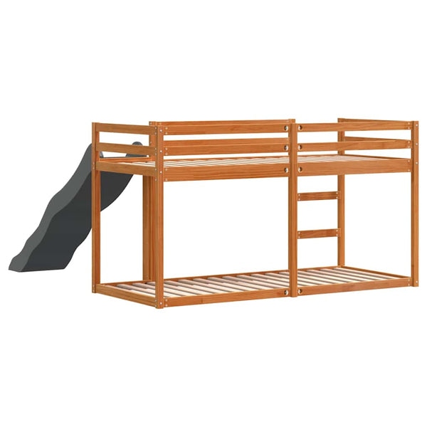 vidaXL Bunk Bed with Slide & Ladder Waxed Brown 75x190cm Pine Wood