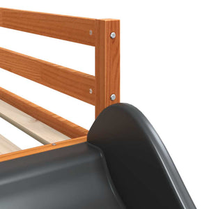 vidaXL Bunk Bed with Slide & Ladder Waxed Brown 75x190cm Pine Wood