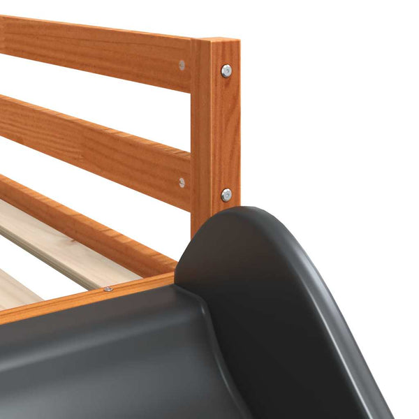 vidaXL Bunk Bed with Slide & Ladder Waxed Brown 75x190cm Pine Wood