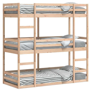 vidaXL Triple Bunk Bed 80x200 cm Solid Pine Wood