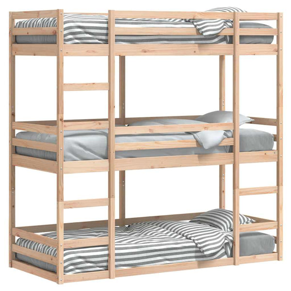 vidaXL Triple Bunk Bed 80x200 cm Solid Pine Wood