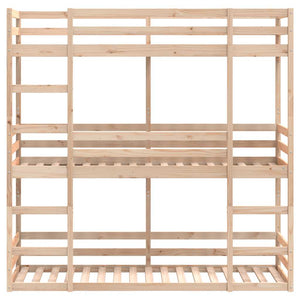 vidaXL Triple Bunk Bed 80x200 cm Solid Pine Wood