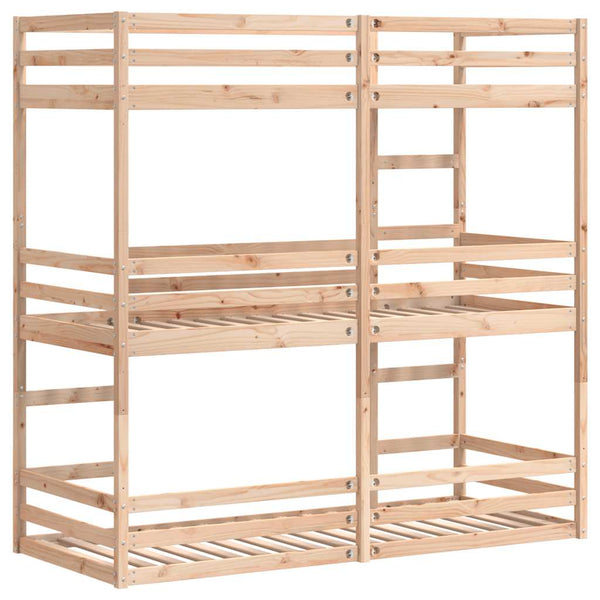 vidaXL Triple Bunk Bed 80x200 cm Solid Pine Wood