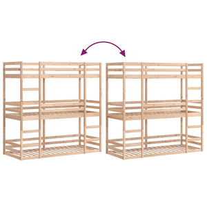 vidaXL Triple Bunk Bed 80x200 cm Solid Pine Wood