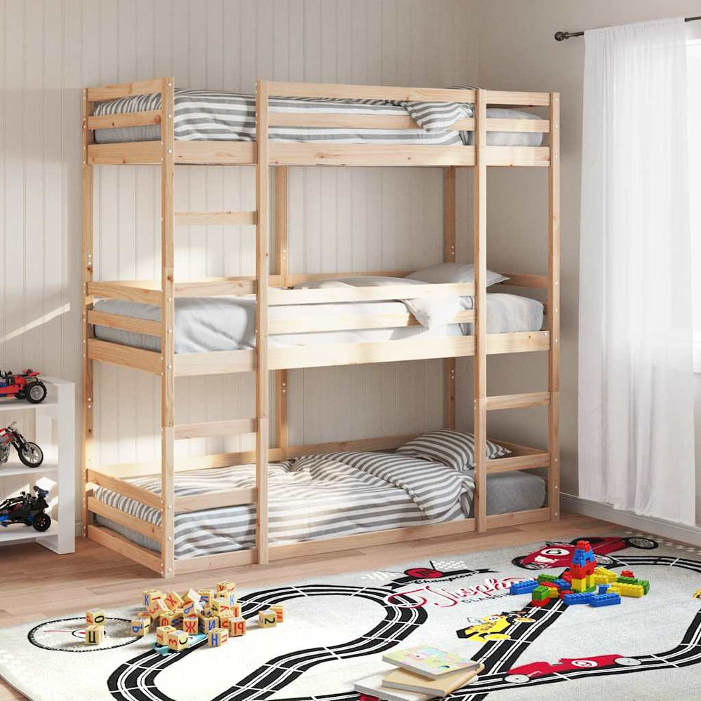 vidaXL Triple Bunk Bed 80x200 cm Solid Pine Wood