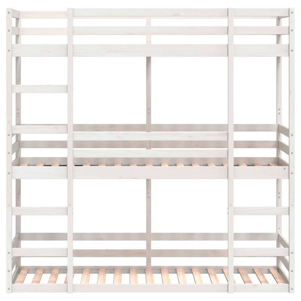 vidaXL Triple Bunk Bed White 80x200 cm Solid Pine Wood