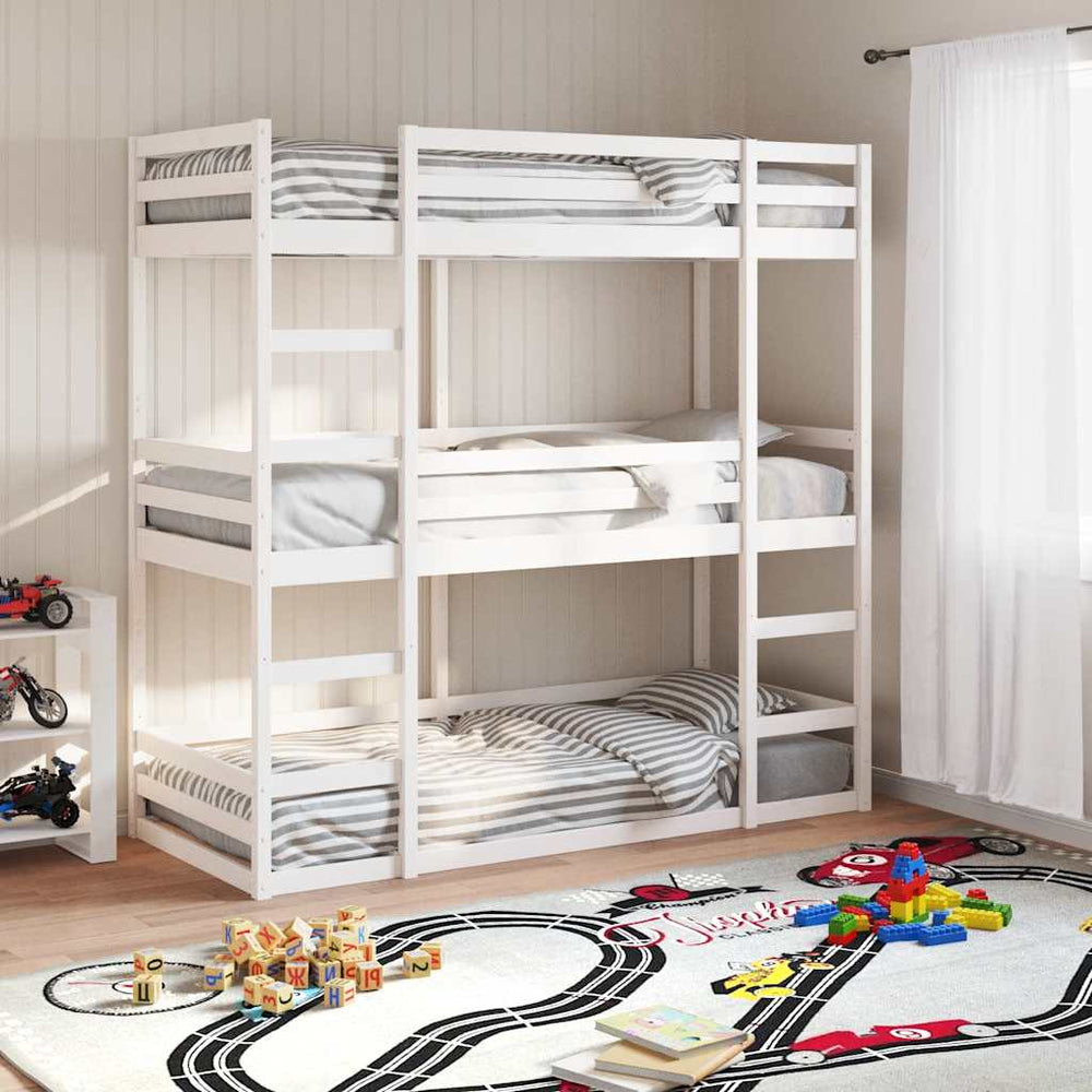 vidaXL Triple Bunk Bed White 80x200 cm Solid Pine Wood