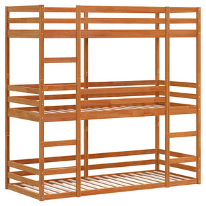 vidaXL Triple Bunk Bed Waxed Brown 80x200 cm Solid Pine Wood