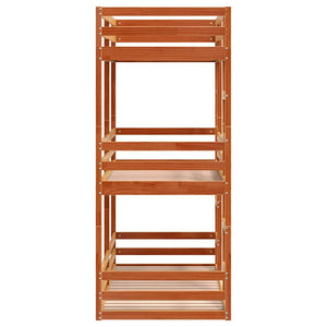 vidaXL Triple Bunk Bed Waxed Brown 80x200 cm Solid Pine Wood