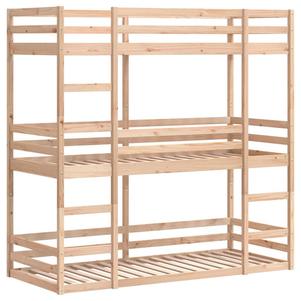 vidaXL Triple Bunk Bed 90x200 cm Solid Pine Wood