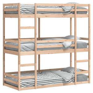 vidaXL Triple Bunk Bed 90x200 cm Solid Pine Wood