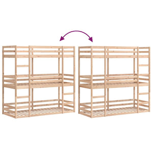 vidaXL Triple Bunk Bed 90x200 cm Solid Pine Wood