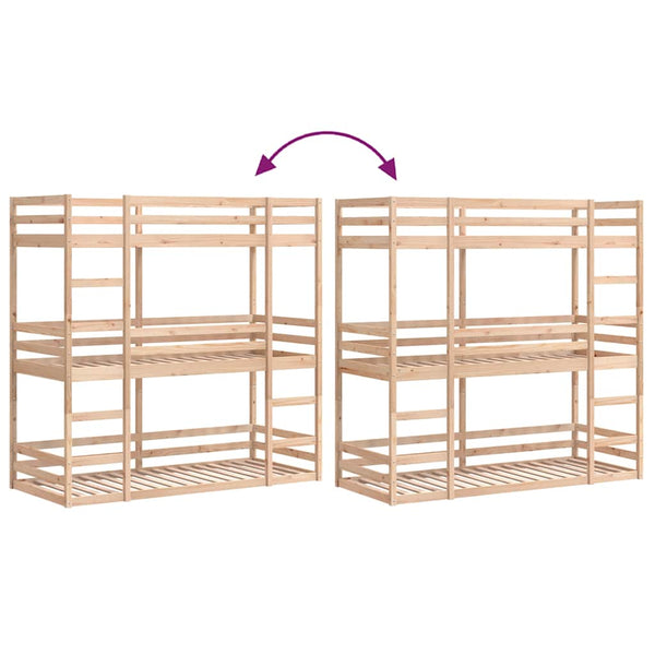 vidaXL Triple Bunk Bed 90x200 cm Solid Pine Wood