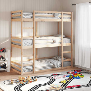 vidaXL Triple Bunk Bed 90x200 cm Solid Pine Wood