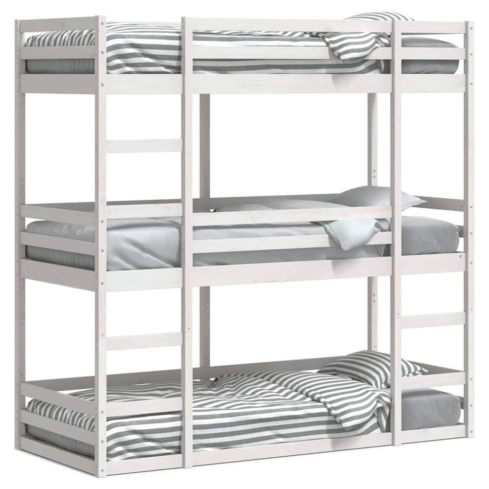 vidaXL Triple Bunk Bed White 90x200 cm Solid Pine Wood