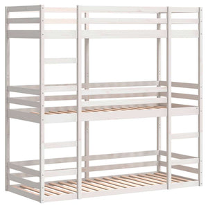 vidaXL Triple Bunk Bed White 90x200 cm Solid Pine Wood