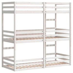 vidaXL Triple Bunk Bed White 90x200 cm Solid Pine Wood