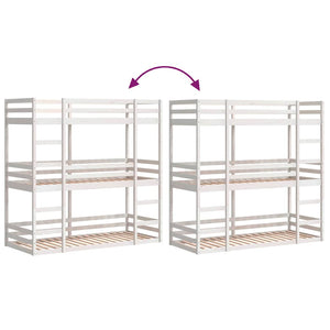 vidaXL Triple Bunk Bed White 90x200 cm Solid Pine Wood