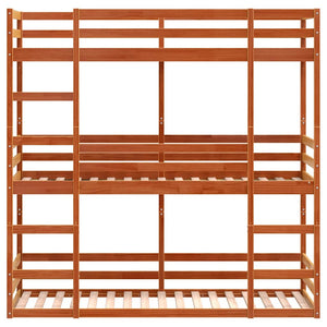 vidaXL Triple Bunk Bed Wax Brown 90x200 cm Solid Pine Wood