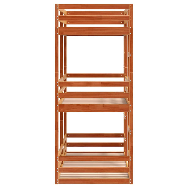 vidaXL Triple Bunk Bed Wax Brown 90x200 cm Solid Pine Wood