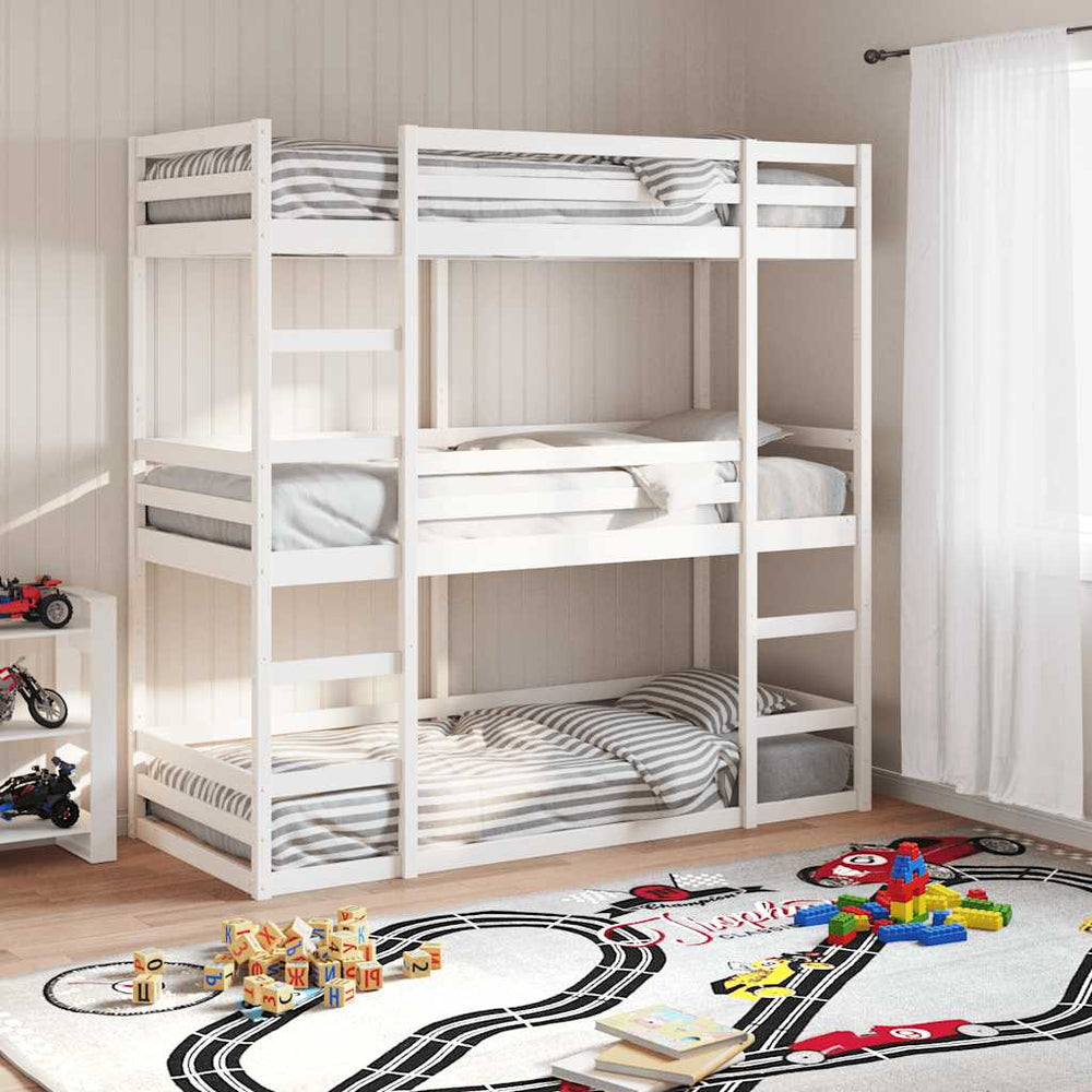 vidaXL Triple Bunk Bed White 90x190 cm Solid Pine Wood