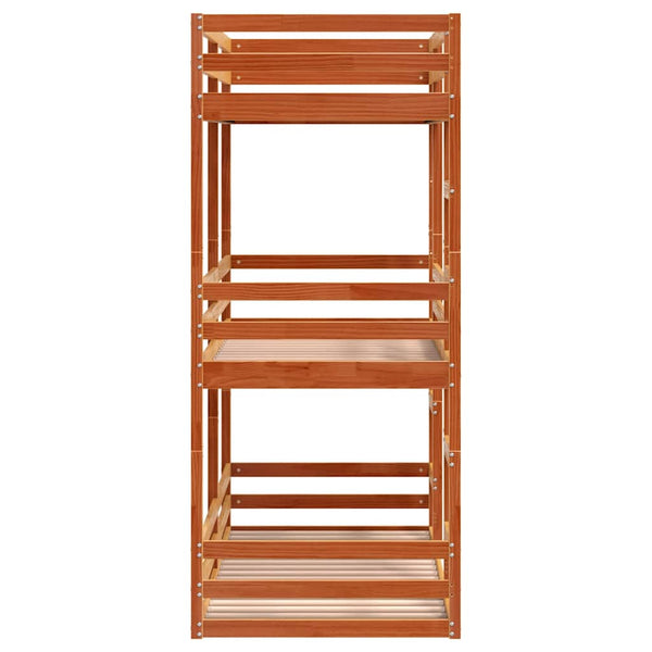 vidaXL Triple Bunk Bed Waxed Brown 90x190 cm Solid Pine Wood