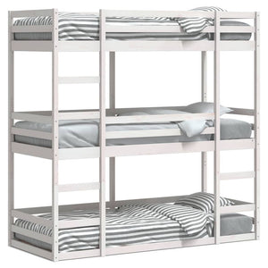 vidaXL Triple Bunk Bed White 75x190 cm Solid Pine Wood