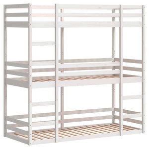 vidaXL Triple Bunk Bed White 75x190 cm Solid Pine Wood