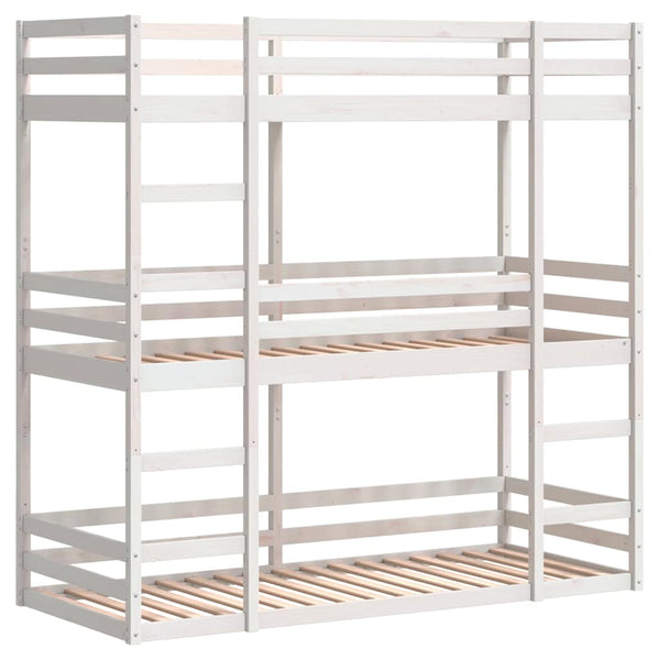 vidaXL Triple Bunk Bed White 75x190 cm Solid Pine Wood