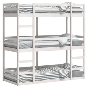 vidaXL Triple Bunk Bed White 75x190 cm Solid Pine Wood