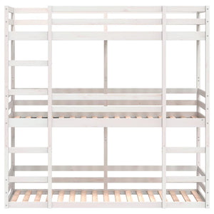 vidaXL Triple Bunk Bed White 75x190 cm Solid Pine Wood
