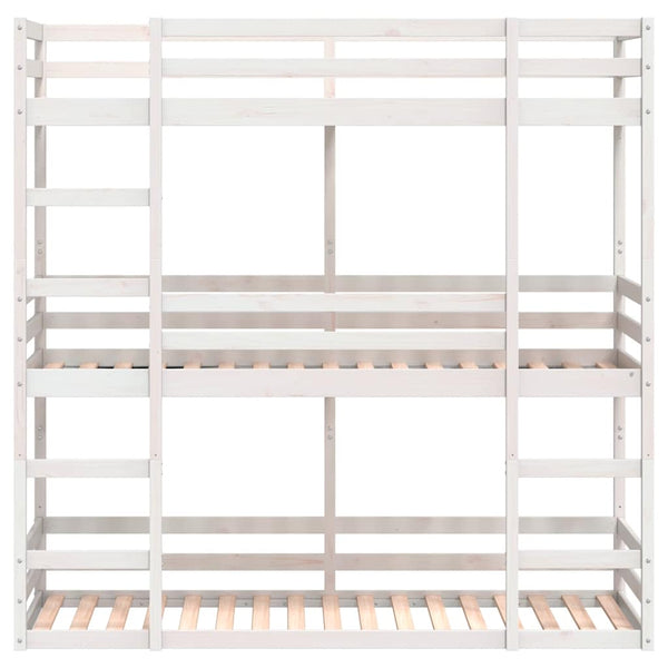 vidaXL Triple Bunk Bed White 75x190 cm Solid Pine Wood