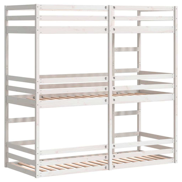 vidaXL Triple Bunk Bed White 75x190 cm Solid Pine Wood