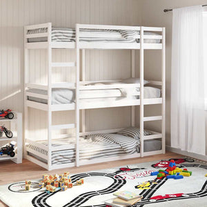vidaXL Triple Bunk Bed White 75x190 cm Solid Pine Wood