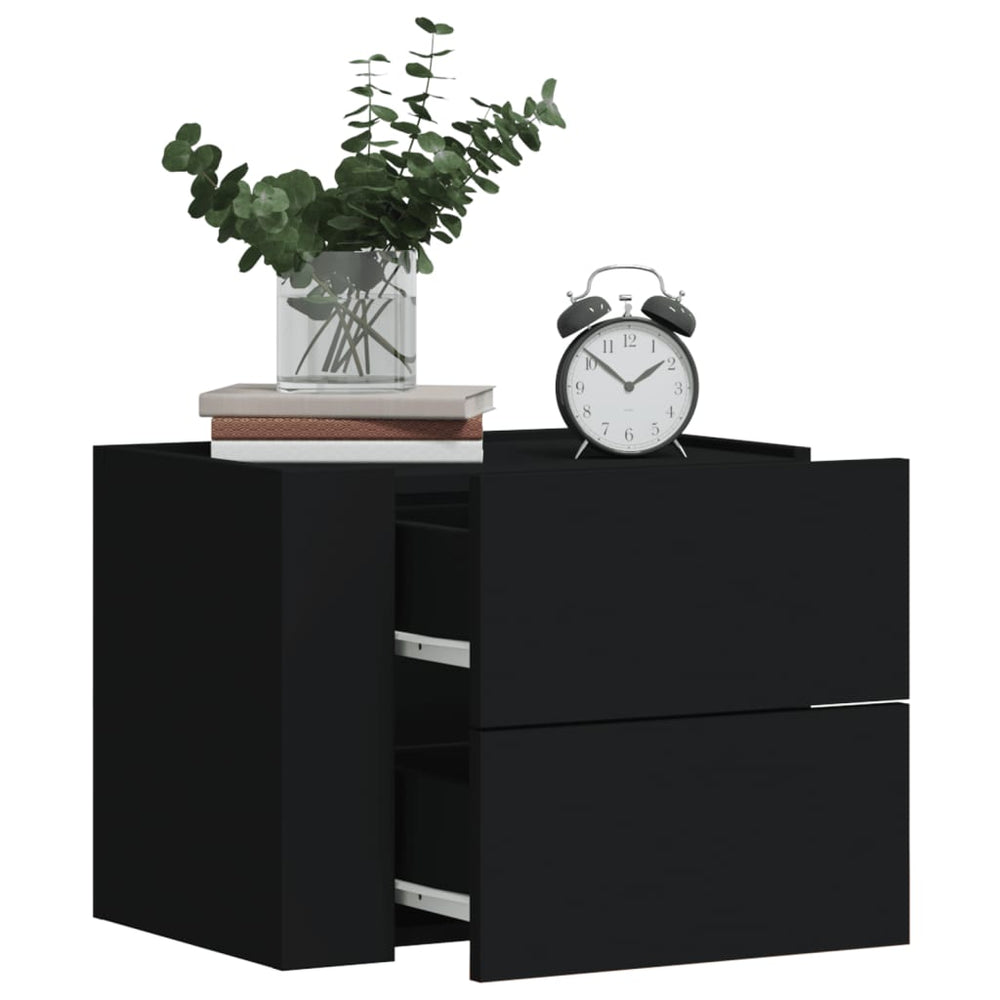 vidaXL Wall-Mounted Nightstands 2 pcs Black 45x30x35 cm