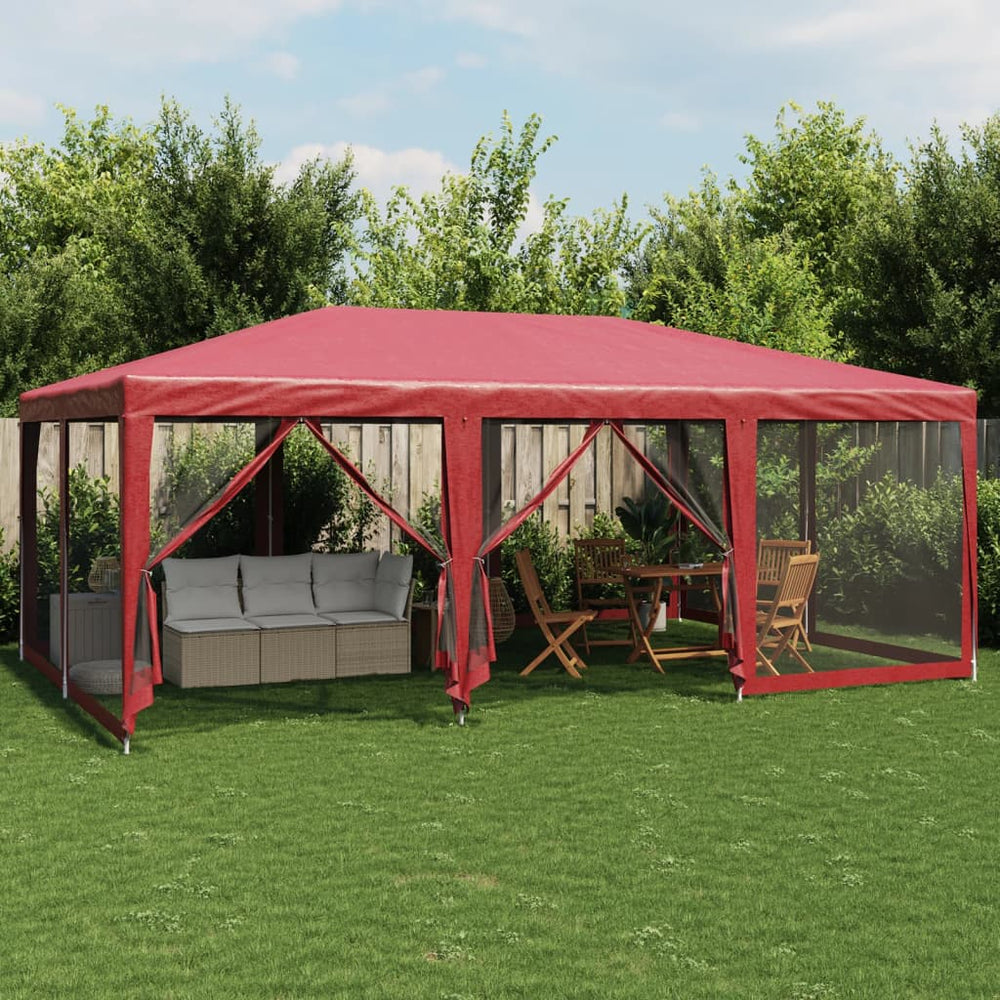Partyzelt Rot 6x4 m mit Mesh-Seiten
