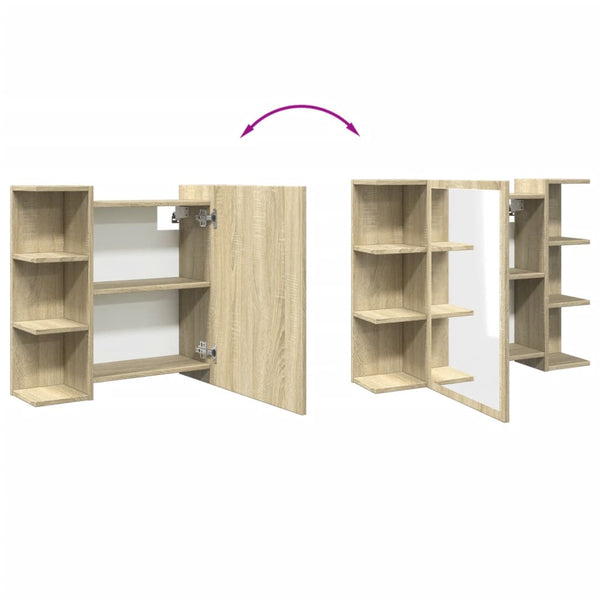 vidaXL Bathroom Mirror Cabinet Sonoma Oak 80x20.5x64 cm Engineered Wood