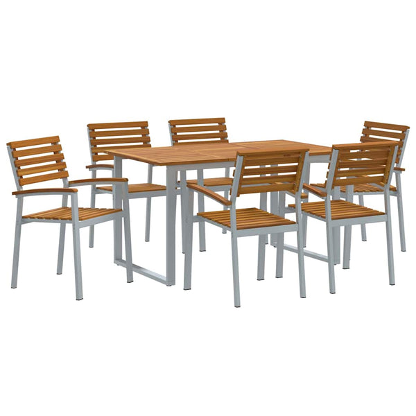 vidaXL Outdoor Dining Set 7 pcs Grey Solid Acacia Wood