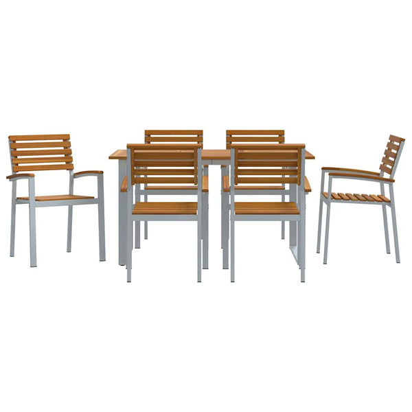 vidaXL Outdoor Dining Set 7 pcs Grey Solid Acacia Wood