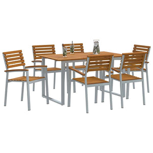 vidaXL Outdoor Dining Set 7 pcs Grey Solid Acacia Wood