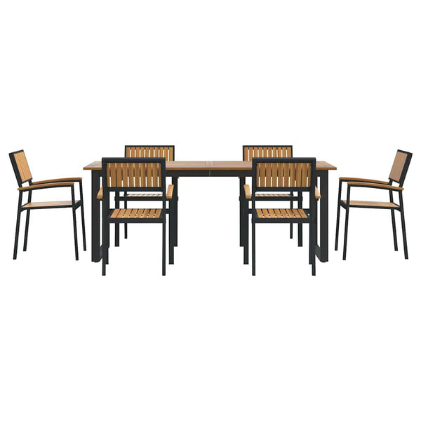 Schwarze Garten Essgruppe 7-teilig Akazie Massivholz