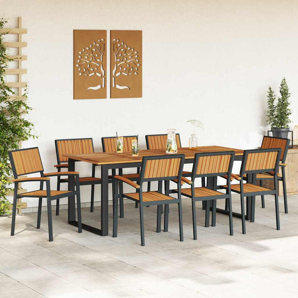 9-teilige Garten Essgruppe aus Akazienholz