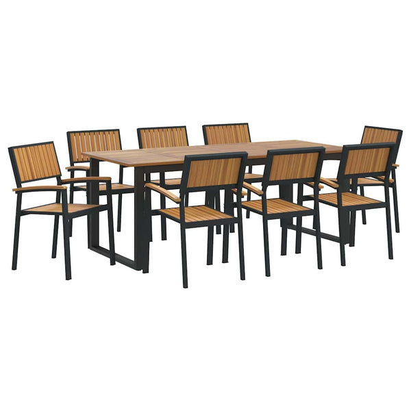 9-teilige Garten Essgruppe aus Akazienholz